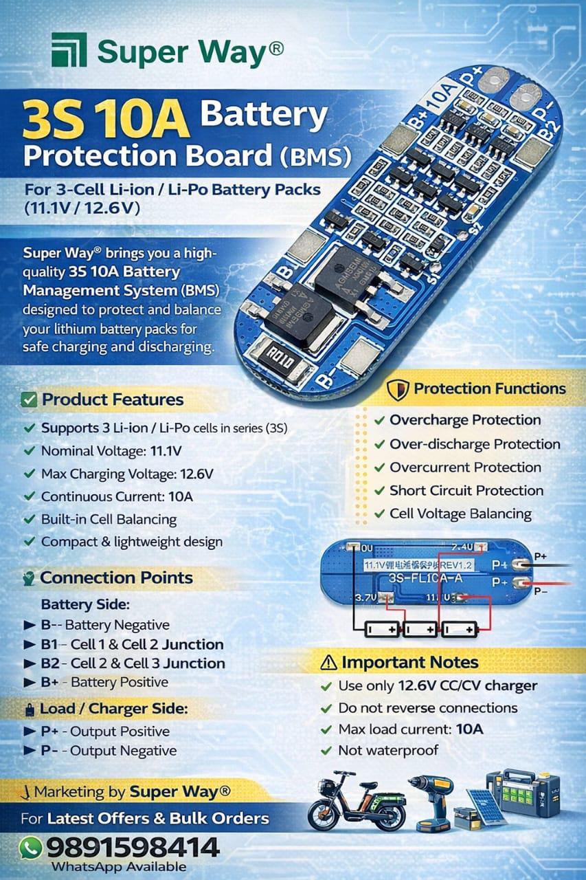 10a 3s bms12.6V for 18650 Lithium Battery Pack