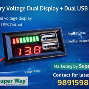 Digital Voltage Display Dual USB Charger for car, bike and EV
