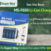 MS-F650 Li-Con Charger supporting 18650, 21700, 26650 Li-ion batteries