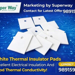White thermal insulator pads with mounting hole for electrical insulation and heat sink thermal conductivity applications